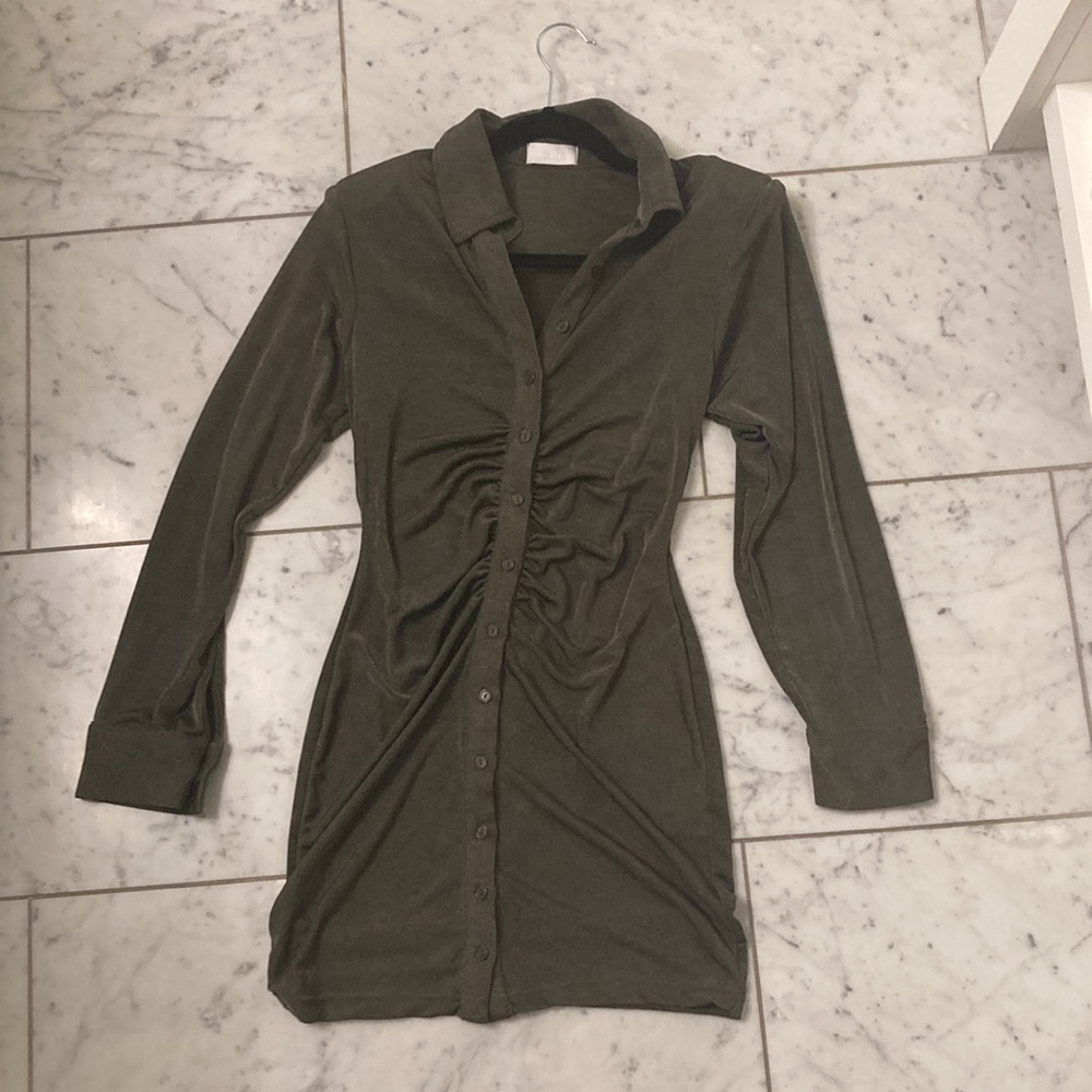 Forest Green Cinch-Waist Dress (See sale photos!)
